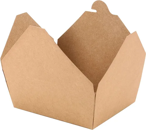 Miniatura 4 de JEUIHAU Paquete de 50 cajas de 45 onzas de papel kraft marrón para llevar, recipientes chinos para llevar, resistentes a fugas y grasa