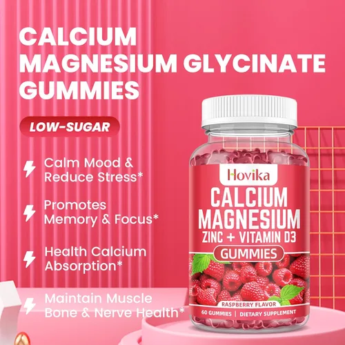 Miniatura 2 de Gomitas de calcio y magnesio y zinc con potasio vitamina C, B6, D3, K2 - Calcio para mujeres y hombres - Suplemento multivitamínico de calcio