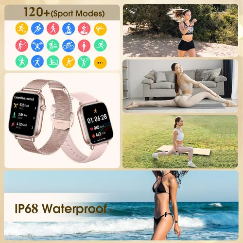 Miniatura 3 de Relojes inteligentes para mujer, reloj HD de 1.83 pulgadas y 1.85 pulgadas con llamadas y mensajes/frecuencia cardíaca/sueño/ciclo femenino, reloj