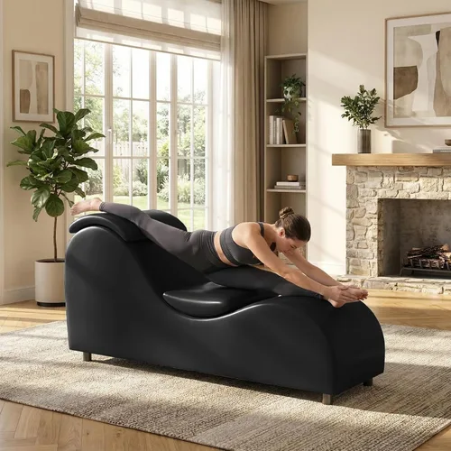 Miniatura 8 de Mjkone Elegante silla de yoga de 61 pulgadas para adultos, estiramiento, ejercicio, relajante, versátil para interiores con cojín de cabeza