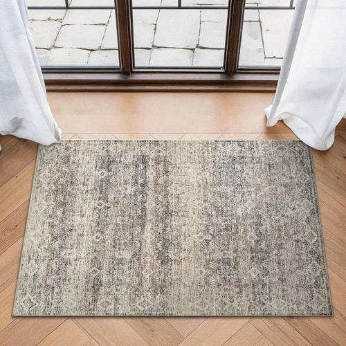 Miniatura 45 de Bloom Rugs Caria Alfombra Lavable Antideslizante de 7 pies - Azul/Carbón Alfombra Tradicional para Entrada, Pasillo, Baño y Cocina - Tamaño Exacto
