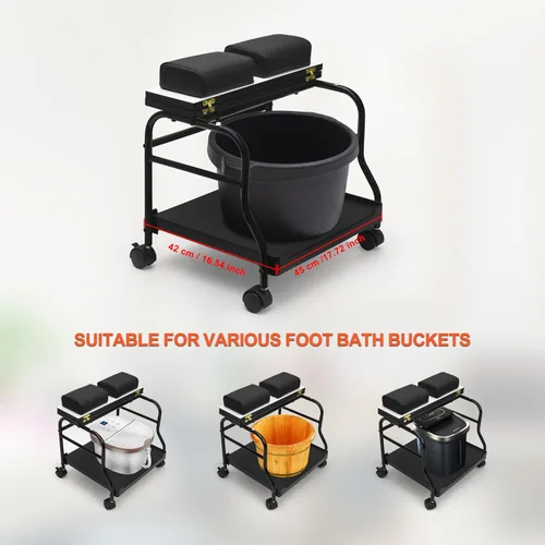 Miniatura 4 de Elitzia Carro Portátil de Pedicura con Reposapiés - Carro de Salón de Belleza y Baño de Pies para Uñas - Estación de Soporte Profesional ET27971