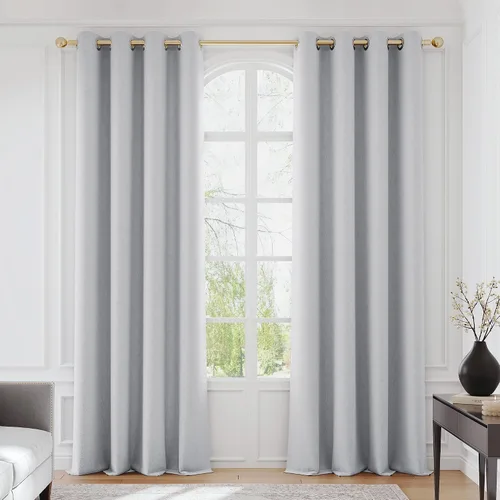 Miniatura 9 de FMFUNCTEX Cortinas florales 100% opacas para dormitorio, cortinas texturizadas en relieve azul de 63 pulgadas de largo para sala de estar, cortina