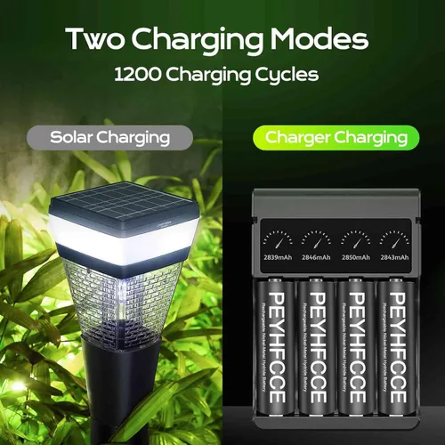 Miniatura 2 de Baterías AA recargables de 600 mAh, batería AA NiMH de 1.2 V de alta capacidad para luces solares al aire libre y dispositivos domésticos