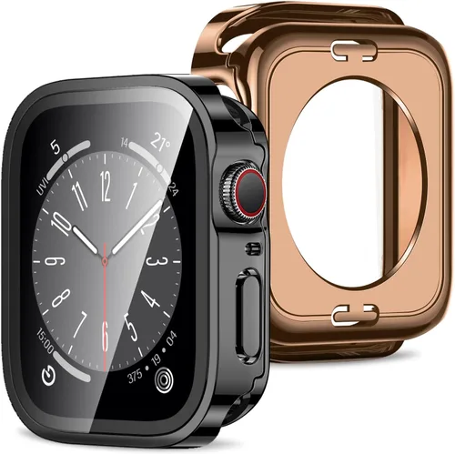 Miniatura 21 de Amizee Estuche 2 en 1 [Paquete de 2] Compatible con Apple Watch Series 9/8/ 7 de 45 mm con Protector de Pantalla Integrado, Cubierta Protectora