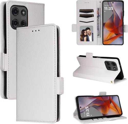 Miniatura 26 de Funda de piel sintética compatible con Motorola Moto E22 4G, funda de piel sintética compatible con Motorola Moto E22i 4G, color negro