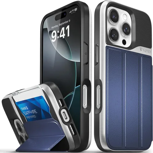 Miniatura 71 de VENA vCommute Funda tipo cartera compatible con Apple iPhone 14 (15.5 cm), funda de cuero con tapa plegable, tarjetero con función de soporte
