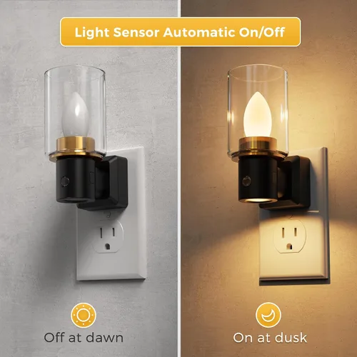 Miniatura 2 de L LOHAS LED - Luz de noche en forma de vela sin llama, luz nocturna enchufable, sensor de crepúsculo a amanecer regulable con rotación de 350°