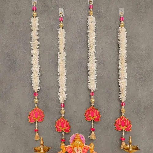 Miniatura 11 de Desi Favors Guirnaldas de caléndula naranja de 6 pies Guirnalda de flores artificiales Decoración de boda india Hosuewarming, guirnaldas