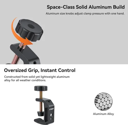Miniatura 6 de UTEBIT Abrazadera universal en C para soporte de montaje de escritorio, abrazadera en C de escritorio de 3.7"-5.7", abrazadera de soporte