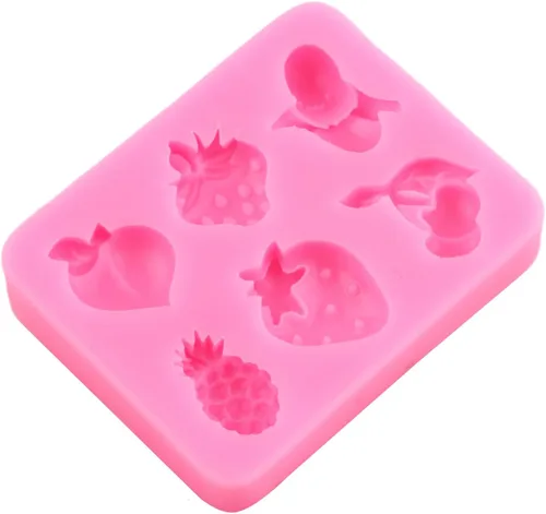 Miniatura 5 de Moldes de fondant de frutas, fresa, cereza, piña, plátano, melocotón, molde de silicona para decoración de tartas de azúcar, decoración de cupcakes