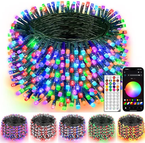 Guhope - Luces de Navidad inteligentes que cambian de color, 400 focos LED RGB de 132 pies, luces de cadena de Navidad con aplicación y control