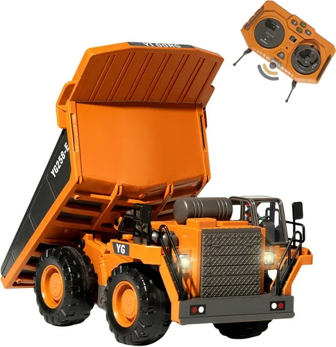 Miniatura 9 de Excavadora RC con luces y sonido, vehículos de construcción, juguetes de 11 canales, control remoto, equipo pesado, juguete para adultos, niños
