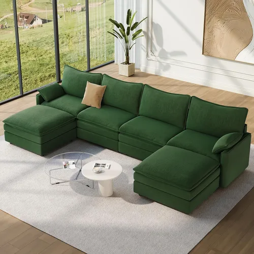 Miniatura 18 de Vesgantti 2 Piece Loveseat & 3 Seater Sofa Set, Modular Cloud Couch, Beige