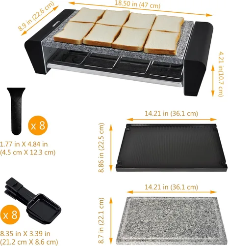 Miniatura 2 de TAMARIT Raclette - Parrilla eléctrica 3 en 1, portátil, barbacoa coreana interior con 8 paletas, apta para lavavajillas, parrilla antiadherente