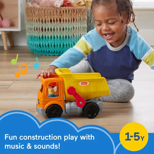 Miniatura 2 de Fisher-Price Little People - Juguete de construcción para niños pequeños, camión volquete Trabajar Juntos con música y accesorios para juego