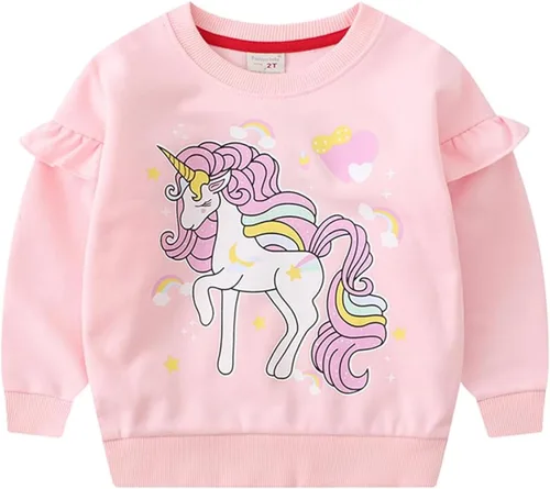 Sudaderas casuales de manga larga para niñas pequeñas, suéter de cuello redondo, camisas de invierno para niños pequeños, ropa de 2-7T