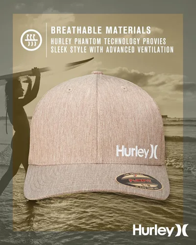 Miniatura 4 de Hurley Gorra de béisbol para hombre Flexfit Curve Bill Fitted Trucker Hat para hombre (S-XL)