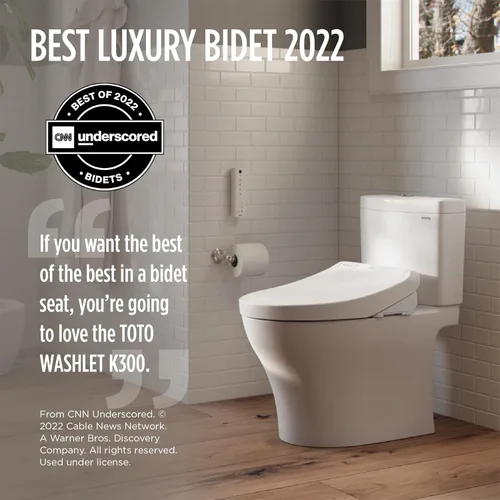 Miniatura 2 de TOTO® WASHLET® K300 - Asiento de inodoro electrónico con bidé con calentamiento instantáneo de agua, limpieza PREMIST y EWATER+ con varita, Algodón