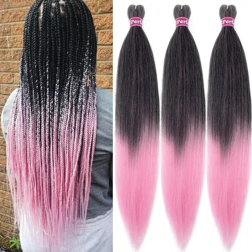 Miniatura 44 de Black Braiding Hair Pre Stretched 16 Inch Black Hair Extensions For Braiding Hypoallergenic Pre-stretched Braiding Hair Natural Knotless Crochet