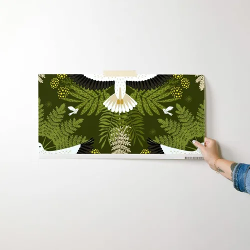 Miniatura 7 de Muestra de papel tapiz extraíble – Woodland Damasco Botánico Pájaro Botánico Moderno Selva Halcón Búho Helecho Hojas Papel pintado personalizado