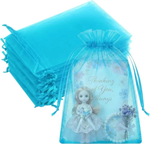 Miniatura 37 de Bolsas de organza de 3x4 pulgadas, 50 paquetes de pequeñas bolsas de regalo de malla con cordón, bolsas de muestra para fiesta, boda, baby shower