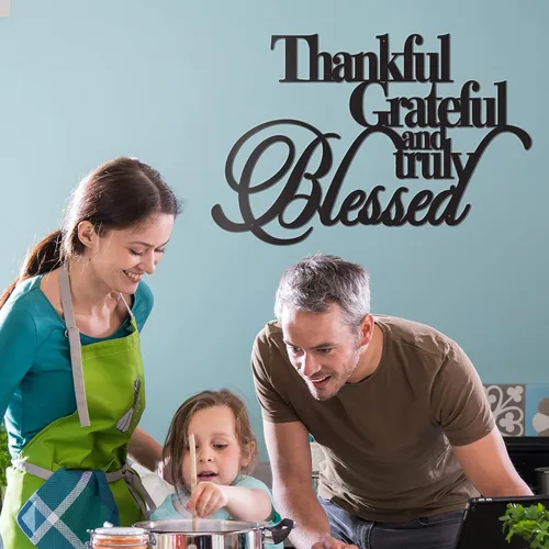 Miniatura 3 de Vivegate Decoración de pared con texto en inglés «Thankful Grateful Blessed» – Home Thankful Iron Wall Decor Blessed Letreros de pared