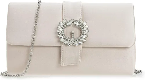 Miniatura 14 de CHARMING TAILOR Bolso de noche Diamantes adornado de satén para mujer, bolso de fiesta elegante con broche de cuentas Satin, for Woman, Classy