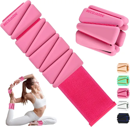 Miniatura 10 de BECOJADDE Pesas de Tobillo para Mujeres Pesas de Muñeca Juego de 2 (1 lb/2 lbs Cada Una) Peso Ajustable para Brazo y Pierna para Mujeres y Hombres