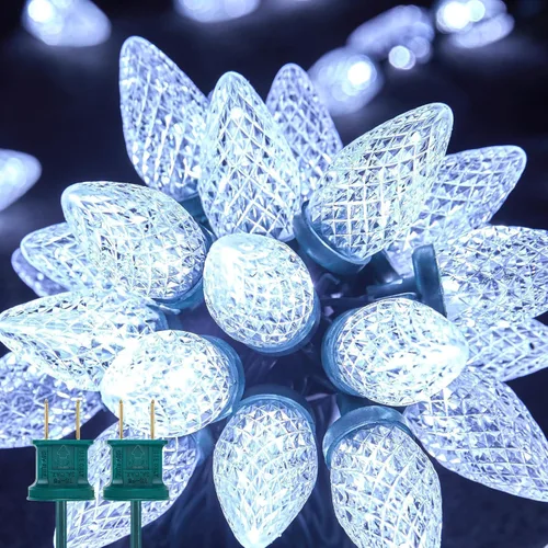 Miniatura 2 de Brightown C9 - Guirnalda de luces LED de Navidad, 33 pies, 50 luces LED impermeables de fresa