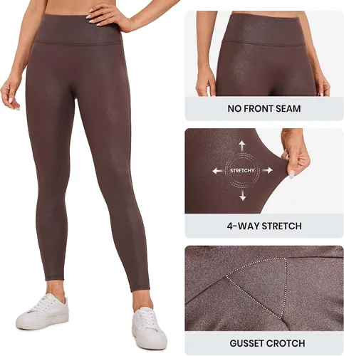 Miniatura 4 de CRZ YOGA Butterluxe - Leggings de piel sintética mate para mujer, 26.5 pulgadas, sin costuras frontales, cintura alta, elásticos, pantalones de piel