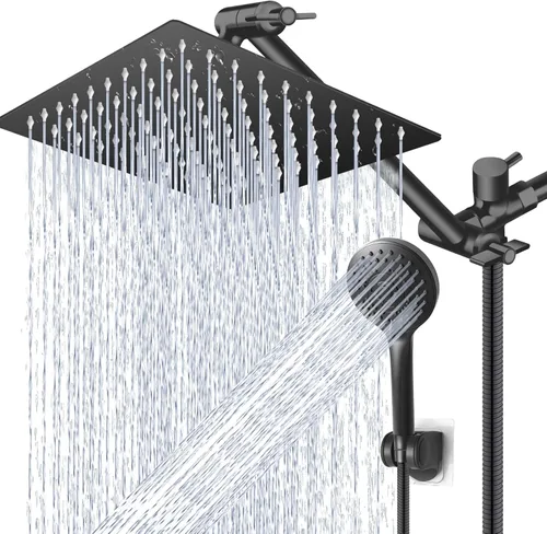 Miniatura 8 de PinWin Moderno cabezal de ducha cuadrado grande de 12 pulgadas con 5 modos de ducha de mano, brazo ajustable, fácil instalación sin herramientas