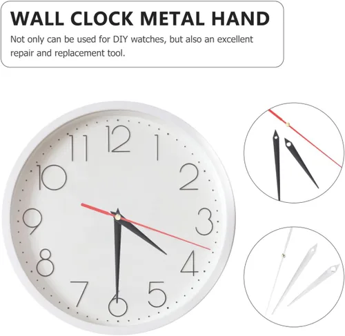 Miniatura 7 de Hemobllo Juego de 10 pares de piezas de reloj de pared de precisión para bricolaje, relojes de cuarzo sin marco, accesorios duraderos