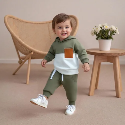 Miniatura 117 de Conjunto de ropa de otoño e invierno para bebé y niño, sudadera larga con capucha y pantalones para niños pequeños, 6, 12, 18, 24 meses, 2T
