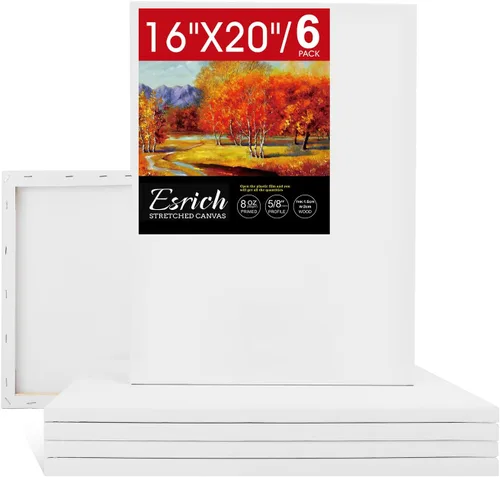 Miniatura 13 de ESRICH Paquete de 40 lienzos entelados para pintar de 8x10, lienzos en blanco para pintar - Algodón imprimado, lienzos de arte para pintura al óleo