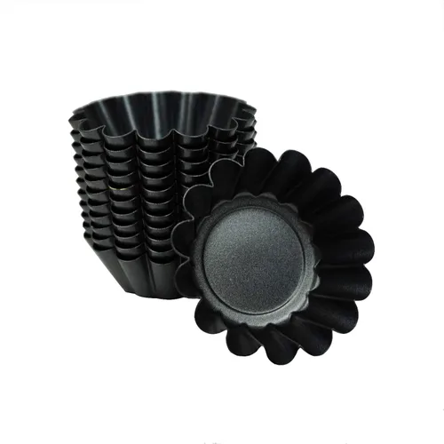 Paquete de 12 mini moldes para tartas de acero al carbono antiadherentes, molde para tartas, magdalenas, pudines para magdalenas, tartas chinas,