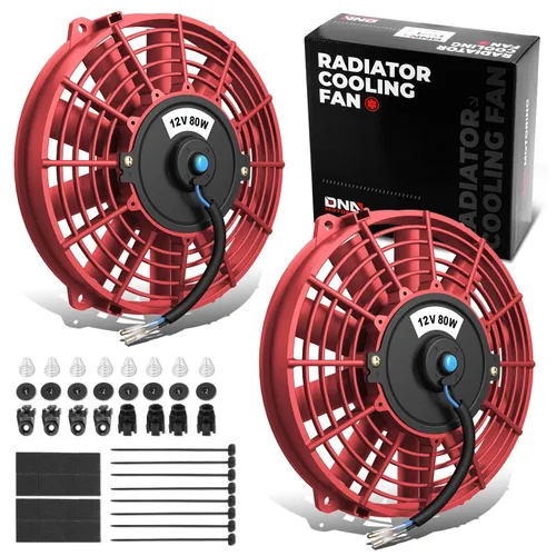 Miniatura 22 de DNA Motoring Ventilador de radiador delgado de refrigeración eléctrica de alto rendimiento de 12 pulgadas con kit de montaje, rojo, 2 piezas