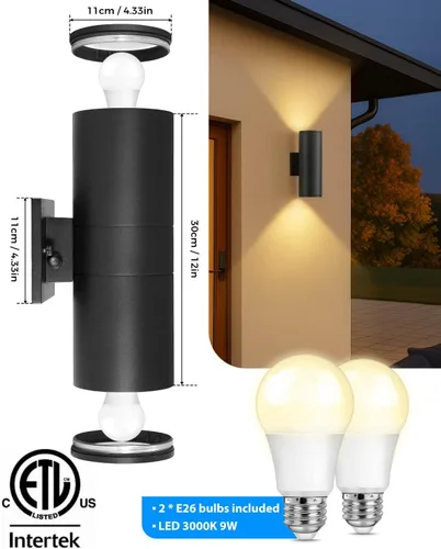Miniatura 3 de KIZON Luces Modernas de Pared para Exteriores con Sensor de Anochecer a Amanecer, Lámpara Cilíndrica para Exteriores de Montaje en Pared con Acabado