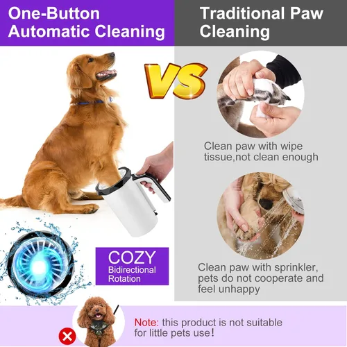 Miniatura 3 de MYPIN Limpiador automático recargable de patas de perro, color negro, taza portátil para lavadora de patas de mascotas con cepillo de silicona