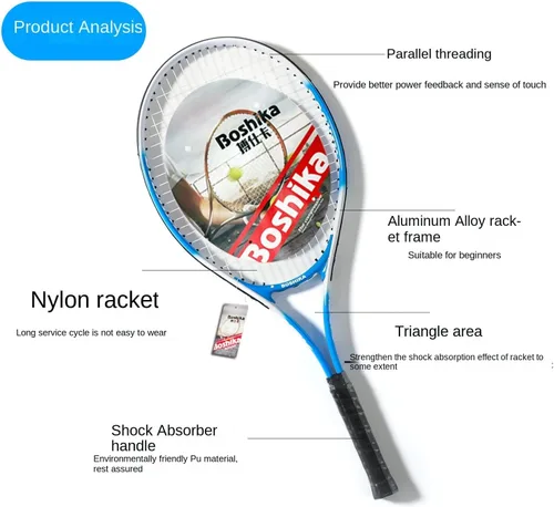 Miniatura 3 de Raquetas de tenis para adultos, raquetas de tenis de 27 pulgadas, juego de raquetas de tenis para 1 jugador con pelota, agarres, base de tenis