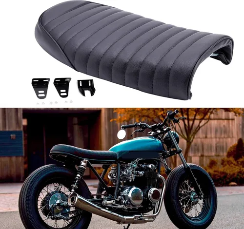 Miniatura 13 de Asiento plano retro de rombo negro vintage para motocicleta Cafe Racer para KZ400 KZ550 K750 Z650 W650 CB100 CB125 CB175 CB200 CB350 CL200 CL350
