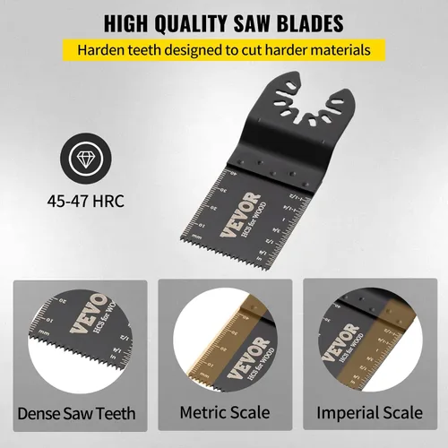 Miniatura 5 de VEVOR 100 piezas de cuchillas oscilantes, kit de cuchillas de multiherramienta de liberación rápida, cuchillas de herramienta HCS para madera