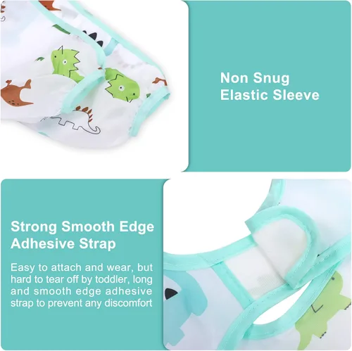 Miniatura 2 de Accmor 4 Pack Long Sleeve Bibs, Baby Smock Waterproof Sleeved Bib Smock for Baby Toddler 6-36 Months Dinosaurio azul/cerdo naranja/alce
