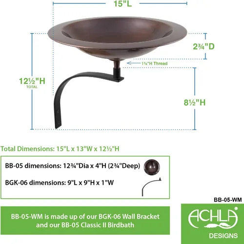 Miniatura 2 de Achla Designs Baño para pájaros Classic II Copper