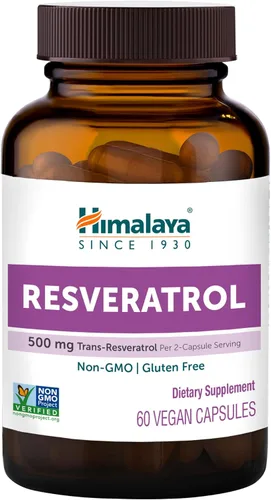 Himalaya Resveratrol para un envejecimiento saludable y apoyo antioxidante, 1,000 mg de resveratrol, con 500 mg de trans-resveratrol diario, 60