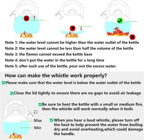 Miniatura 7 de Tetera para estufa, hervidor de agua de acero inoxidable de grado alimenticio, tetera para el hogar y la cocina, 3.1 cuartos de galón