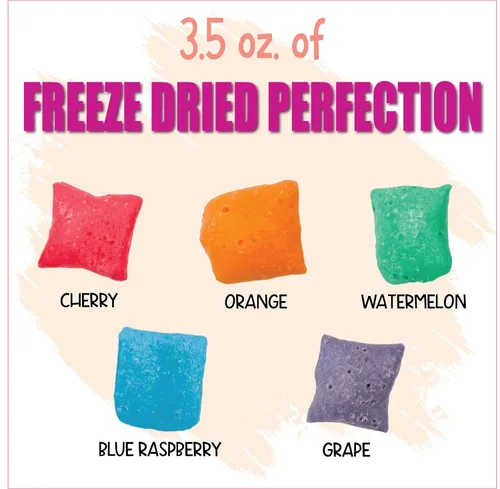 Miniatura 9 de Dulce Crujiente de Air Taffy Liofilizado - Variedad de Sabores de Frutas, 3.5 oz Fresa, Melón, Cereza, Frambuesa, Naranja, Uva, Misterio Snack