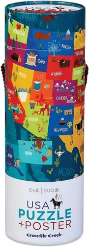Miniatura 5 de Rompecabezas de 200 piezas del mapa del mundo y cartel a juego de Crocodile Creek.