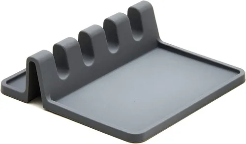 Cheer Collection Soporte para utensilios de silicona, resistente al calor, para encimera de cocina, soporte para cuchara para estufa con almohadilla