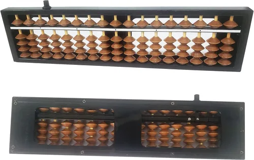 Miniatura 5 de Ábaco Soroban Profesional de 17 Columnas, Ábaco Matemático Estándar de Dígitos, Herramienta de Cálculo Matemático con Botón de Reinicio para Adultos